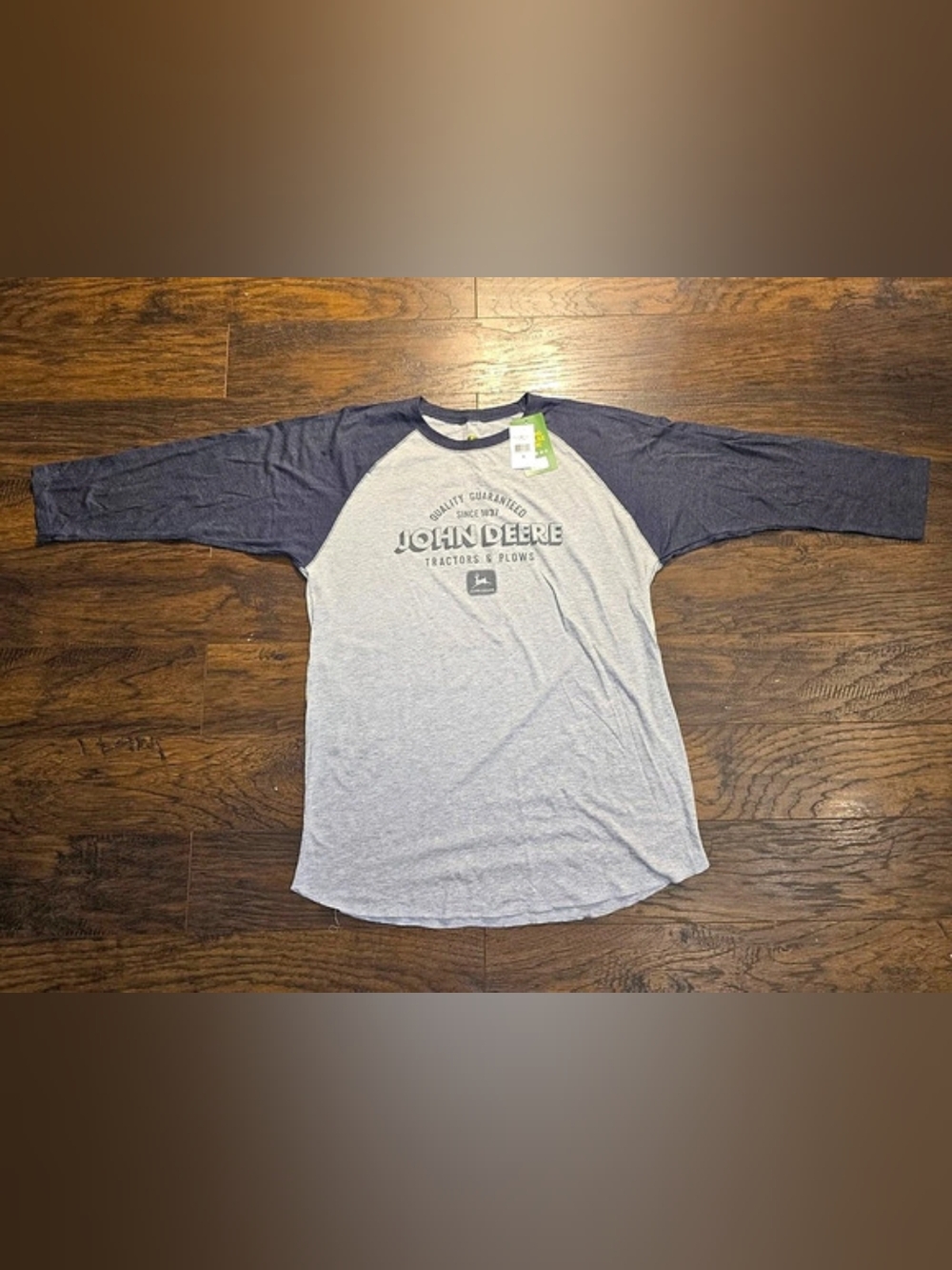 John Deere Mens Navy Vintage Raglan Long Sleeve Tee Gray XL